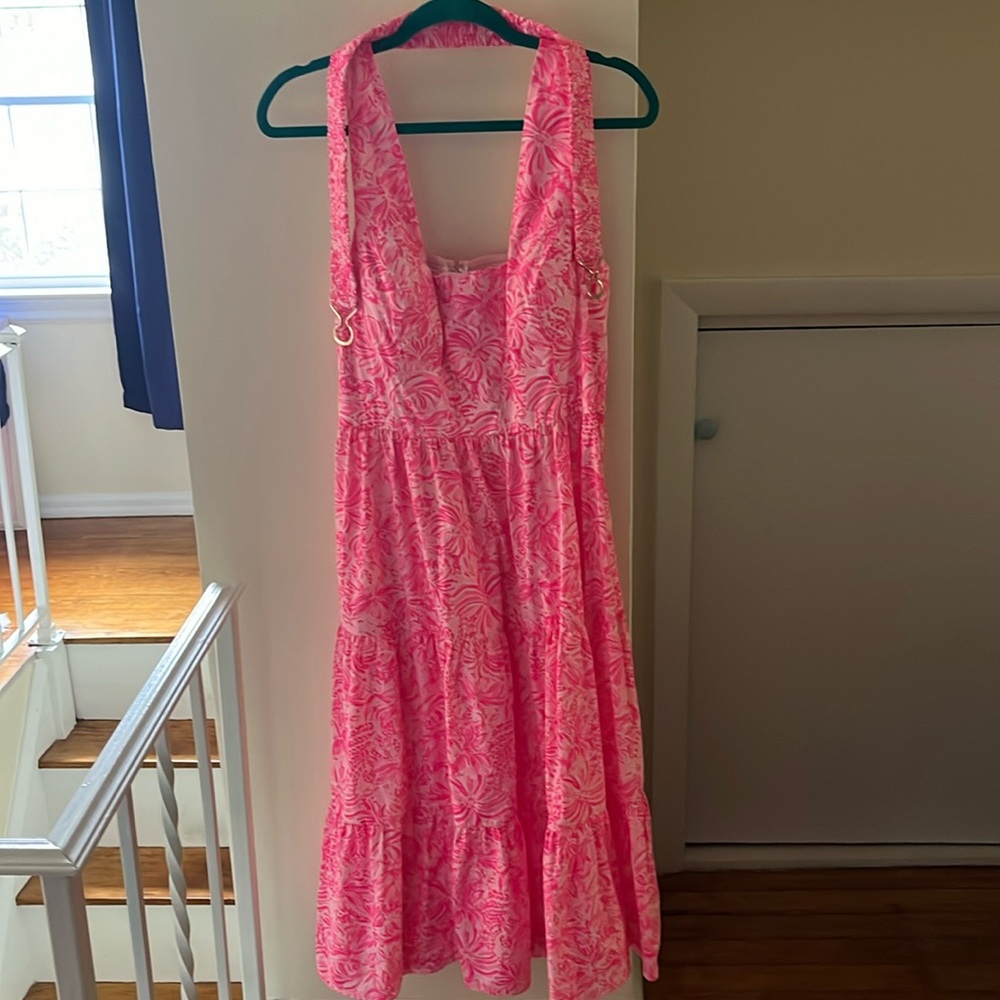 Lilly Pulitzer McKinnon Midi Dress in Pink Blossom Foxy Llama Print 💕